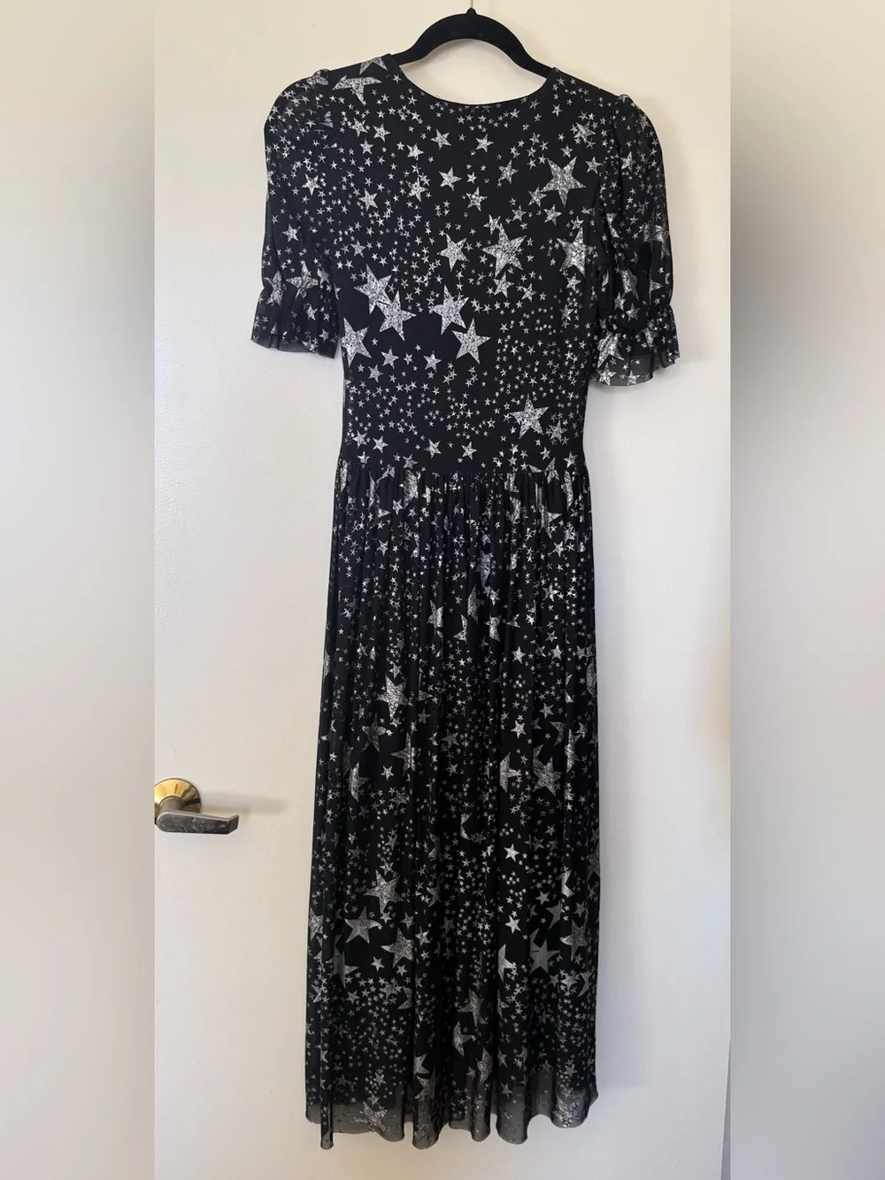 BlackMilk Stars Corrupted Stellar Midi Dress Black Mesh Silver Stars in Small - Picture 7 of 12